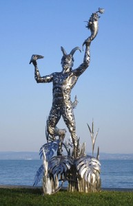 Sculpture Figure Décorative de Jardin de Luxe Argent