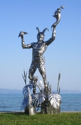Scultura Figura Decorativa da Giardino di Lusso Argento