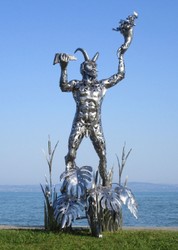 Scultura Figura Decorativa da Giardino di Lusso Argento