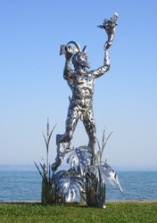 Scultura Figura Decorativa da Giardino di Lusso Argento