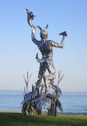 Scultura Figura Decorativa da Giardino di Lusso Argento