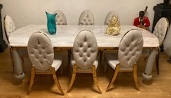Casa Padrino luxury Art Deco dining chair set of 4 gray / gold 50 x 58 x H. 109.5 cm - Elegant kitchen chairs - Dining room furniture - Luxury furniture - Art Deco furniture