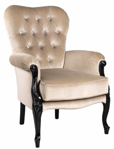 Poltrona da Soggiorno Barocco di Lusso Beige Nero