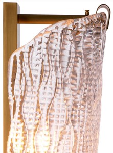 Casa Padrino Luxus Wandleuchte Antik Messing 20 x 14,5 x H. 62,5 cm - Wohnzimmer Wandlampe mit handgefertigtem Glas Lampenschirm - Luxus Leuchten - Luxus Interior - Luxus Möbel