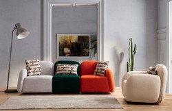 Luxus Wohnzimmer 3er Sofa Grau Grün Orange Schwarz
