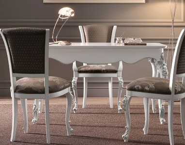 Luxus Barock Sekretär Schreibtisch Weiß Silber