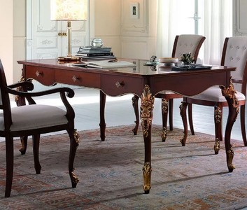 Luxus Barock Schreibtisch Braun Gold