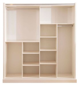 Casa Padrino Luxus Schlafzimmerschrank Weiß / Gold 200 x 69 x H. 218 cm - Kleiderschrank mit 2 Schiebetüren - Schlafzimmer Möbel - Hotel Möbel - Luxus Möbel