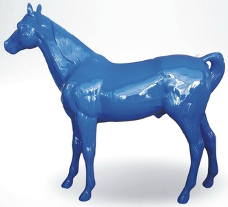Escultura figura de tamaño natural XXL de decoración de jardín de lujo caballo azul