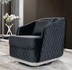 Luxury living room swivel armchair black silver