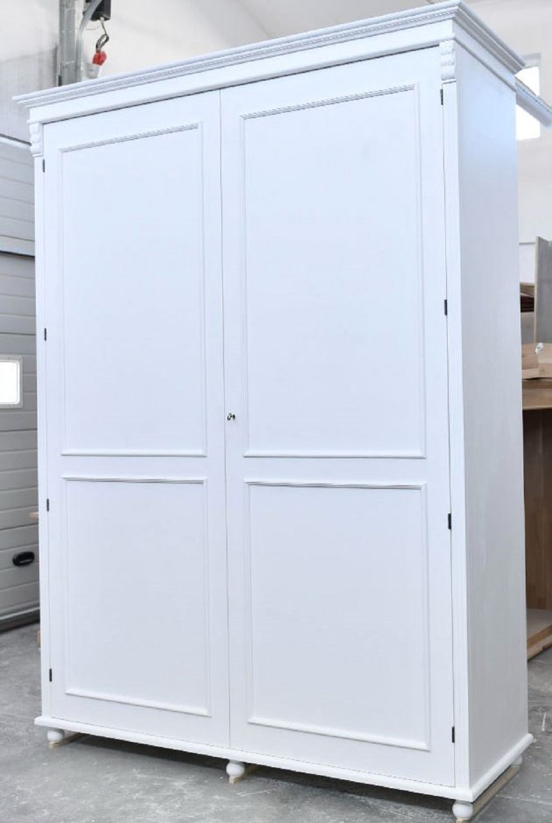 Casa Padrino armoire de chambre de style campagnard blanc 200 x 70 x H. 270 cm - Armoire en bois massif avec 2 portes - Meubles de chambre en bois massif - Meubles de style campagnard Casa Padrino armoire de chambre de style campagnard blanc 200 x 70 x H. 270 cm - Armoire en bois massif avec 2 portes - Meubles de chambre en bois massif - Meubles de style campagnard