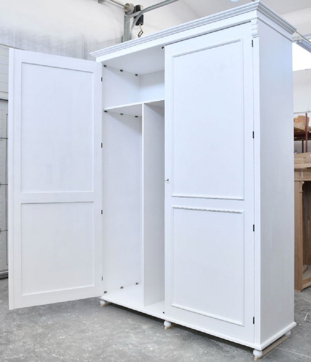 Casa Padrino armoire de chambre de style campagnard blanc 200 x 70 x H. 270 cm - Armoire en bois massif avec 2 portes - Meubles de chambre en bois massif - Meubles de style campagnard Casa Padrino armoire de chambre de style campagnard blanc 200 x 70 x H. 270 cm - Armoire en bois massif avec 2 portes - Meubles de chambre en bois massif - Meubles de style campagnard