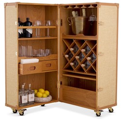 Armadio del vino di lusso nel design della valigia marrone naturale