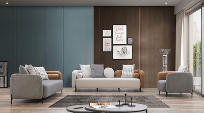 Casa Padrino Luxus Sofa Hellgrau / Braun / Schwarz 255 x 90 x H. 70 cm - Wohnzimmer Sofa - Wohnzimmer Möbel - Luxus Möbel - Luxus Einrichtung