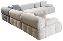 Sofá esquinero de salón modular de lujo gris claro gris