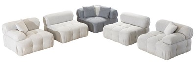 Casa Padrino Luxus Wohnzimmer Ecksofa mit Hocker Hellgrau / Grau 295 x 295 x H. 70 cm - Modulares 6 Teiliges Sofa - Hotel Sofa - Wohnzimmer Möbel - Hotel Möbel - Luxus Möbel