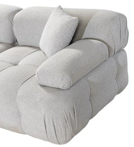 Casa Padrino Luxus Wohnzimmer Ecksofa mit Hocker Hellgrau / Grau 295 x 295 x H. 70 cm - Modulares 6 Teiliges Sofa - Hotel Sofa - Wohnzimmer Möbel - Hotel Möbel - Luxus Möbel