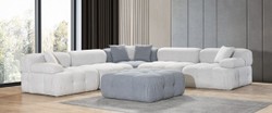 Modulares Luxus Wohnzimmer Ecksofa mit Hocker Hellgrau Grau