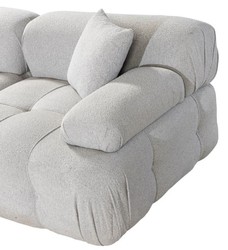 Modulares Luxus Wohnzimmer Ecksofa mit Hocker Hellgrau Grau