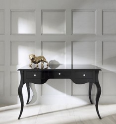 Luxus Barock Sekretär Schreibtisch Hochglanz Schwarz