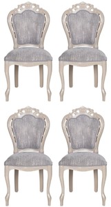Luxury Baroque Dining Chair Set of 4 Gray High Gloss Beige Luxury Baroque Dining Chair Set of 4 Gray High Gloss Beige