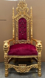 Casa Padrino baroque throne armchair bordeaux red / gold - Baroque royal armchair with rhinestones and fine velvet fabric - Baroque wedding armchair - Baroque giant armchair - Baroque furniture