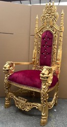 Casa Padrino baroque throne armchair bordeaux red / gold - Baroque royal armchair with rhinestones and fine velvet fabric - Baroque wedding armchair - Baroque giant armchair - Baroque furniture