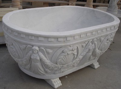 Casa Padrino Luxus Barock Badewanne Grau 198 cm - Freistehende Marmor Badewanne - Bad Accessoires im Barockstil - Edel & Prunkvoll