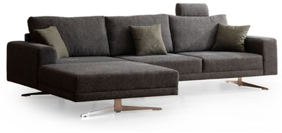 Luxus Wohnzimmer Ecksofa Grau Silber