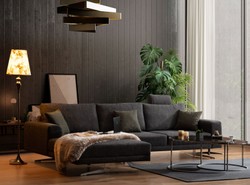 Luxus Wohnzimmer Ecksofa Grau Silber