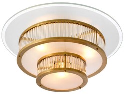 Round luxury ceiling lamp antique brass white