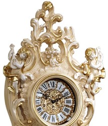 Magnifico orologio a pendolo barocco di lusso beige bianco oro