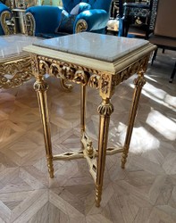 Casa Padrino table d'appoint baroque or / gris - Table carrée de style ancien avec plateau en marbre - Meuble de salon de style baroque - Meuble de style ancien - Meuble baroque