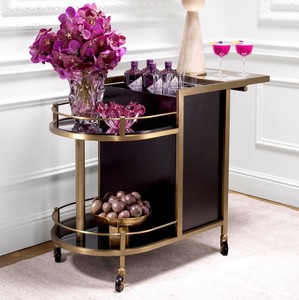 Casa Padrino Luxus Servierwagen Schwarz / Messing 88 x 50 x H. 78 cm - Hotel Restaurant Gastronomie Trolley - Luxus Hotel Restaurant Gastronomie Accessoires - Luxus Möbel