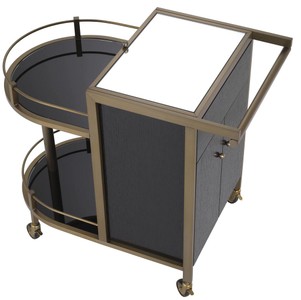 Casa Padrino Luxus Servierwagen Schwarz / Messing 88 x 50 x H. 78 cm - Hotel Restaurant Gastronomie Trolley - Luxus Hotel Restaurant Gastronomie Accessoires - Luxus Möbel