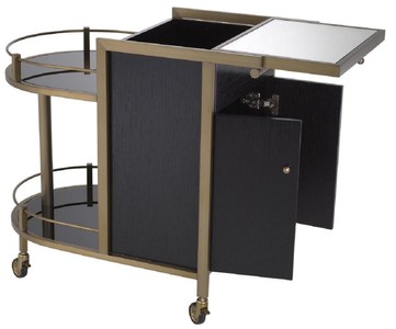 Casa Padrino Luxus Servierwagen Schwarz / Messing 88 x 50 x H. 78 cm - Hotel Restaurant Gastronomie Trolley - Luxus Hotel Restaurant Gastronomie Accessoires - Luxus Möbel