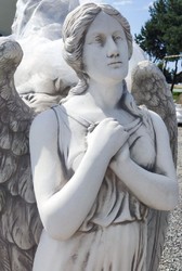 Art Nouveau Garden Decoration Sculpture Figure Angel Gray
