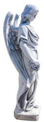 Scultura decorativa da giardino Art Nouveau angelo con fiori grigio