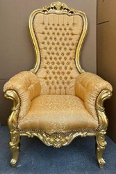 Casa Padrino baroque throne armchair with elegant pattern and rhinestones gold - Baroque style royal armchair - Baroque wedding armchair - Baroque giant armchair - Baroque furniture