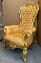 Casa Padrino baroque throne armchair with elegant pattern and rhinestones gold - Baroque style royal armchair - Baroque wedding armchair - Baroque giant armchair - Baroque furniture