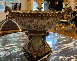 Jugendstil Porzellan Deko Schüssel Mehrfarbig Messing