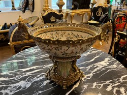 Jugendstil Porzellan Deko Schüssel Mehrfarbig Messing