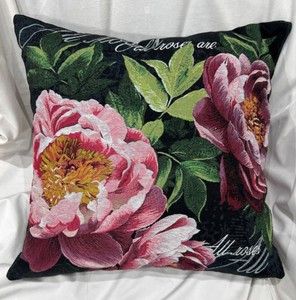 Cojín decorativo de lujo rosas negro multicolor