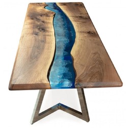 Mesa de comedor mesa de cocina de lujo marrón azul plata