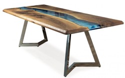Mesa de comedor mesa de cocina de lujo marrón azul plata