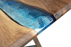 Mesa de comedor mesa de cocina de lujo marrón azul plata
