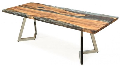 Mesa de comedor mesa de cocina de lujo marrón plata