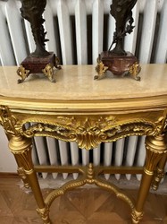 Casa Padrino console baroque or / crème - Table console en bois massif faite à la main avec plateau en marbre - Console de style ancien - Meuble de style ancien - Noble et magnifique