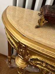 Casa Padrino console baroque or / crème - Table console en bois massif faite à la main avec plateau en marbre - Console de style ancien - Meuble de style ancien - Noble et magnifique