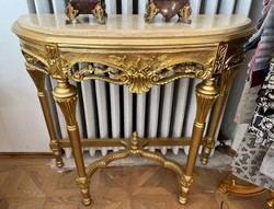 Casa Padrino console baroque or / crème - Table console en bois massif faite à la main avec plateau en marbre - Console de style ancien - Meuble de style ancien - Noble et magnifique